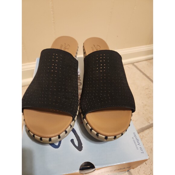 Skechers Luxe Foam Women's "Urban Escape" Heeled Sandals Black & Tan Size 10 - Picture 3 of 8